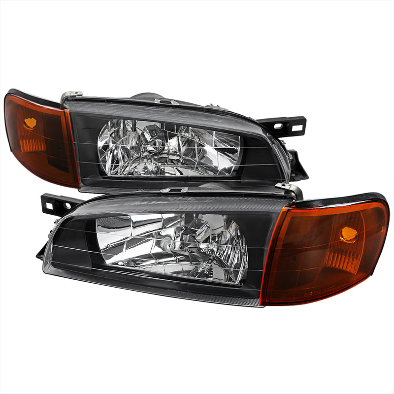 Spec-D 95-01 Subaru Impreza Wrx Crystal Housing Headlights Black With Amber Corner LCLH-WRX97JMAM-RS