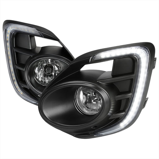 Spec-D 16-17 Mitsubishi Lancer Clear Lens Fog Lights With Led Daytime Running Lights LF-LAN16CDRL-DL