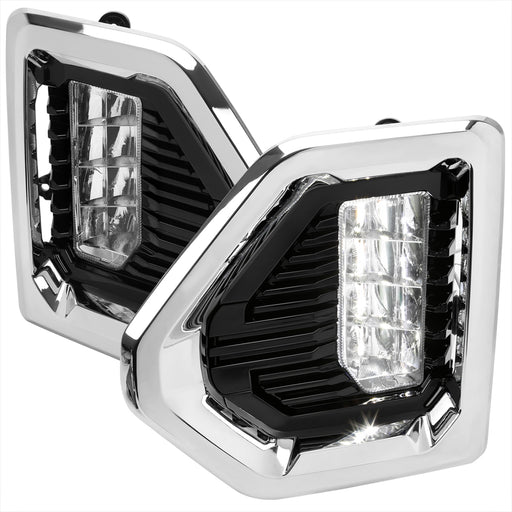 Spec-D 19-21 Gmc Sierra Led Fog Lights With Chrome Trim - Universal Wiring And Switch - Color Temperature 6500-7500K 1000 Lumens LF-SIE19CLED-DL