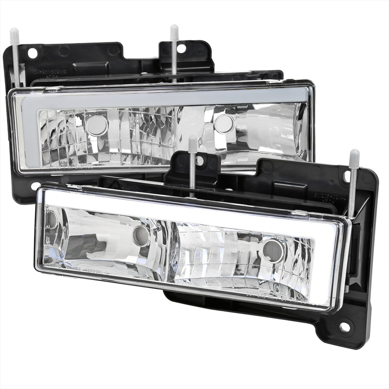 Spec-D 88-98 Chevrolet C10 Gmc Ck Led Bar Style Head Lights With Chrome Housing And Clear Lens - Uses Stock Bulbs LH-C1088-G3-RS