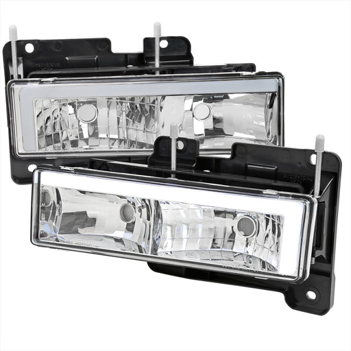 Spec-D 88-98 Chevrolet C10 Gmc Ck Led Bar Style Head Lights With Chrome Housing And Clear Lens - Uses Stock Bulbs LH-C1088-G3-RS