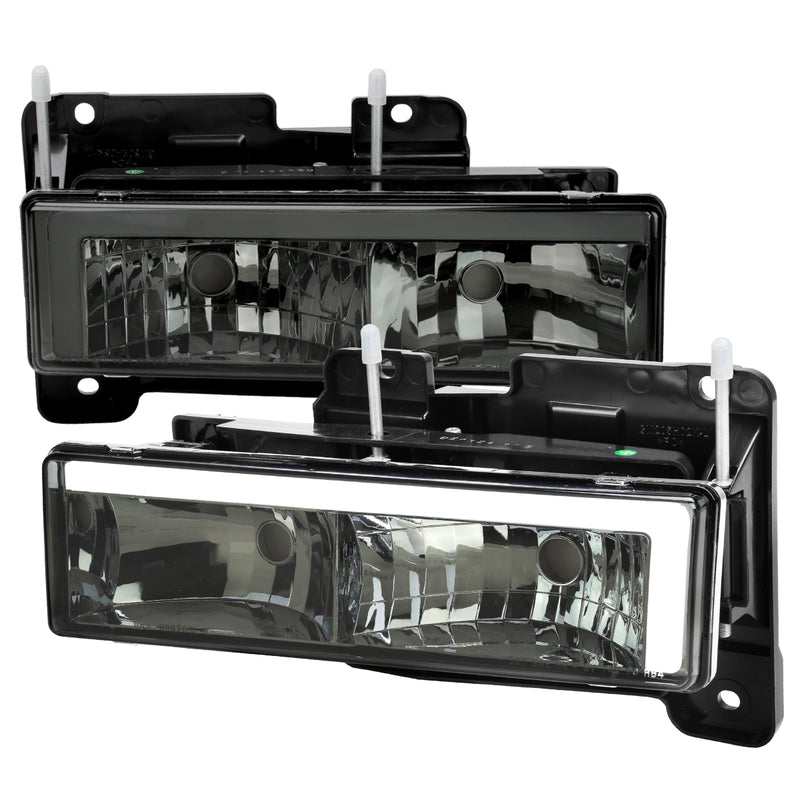 Spec-D 88-98 Chevrolet C10 Gmc Ck Led Bar Style Head Lights With Chrome Housing And Smoked Lens - Uses Stock Bulbs LH-C1088G-G3-RS