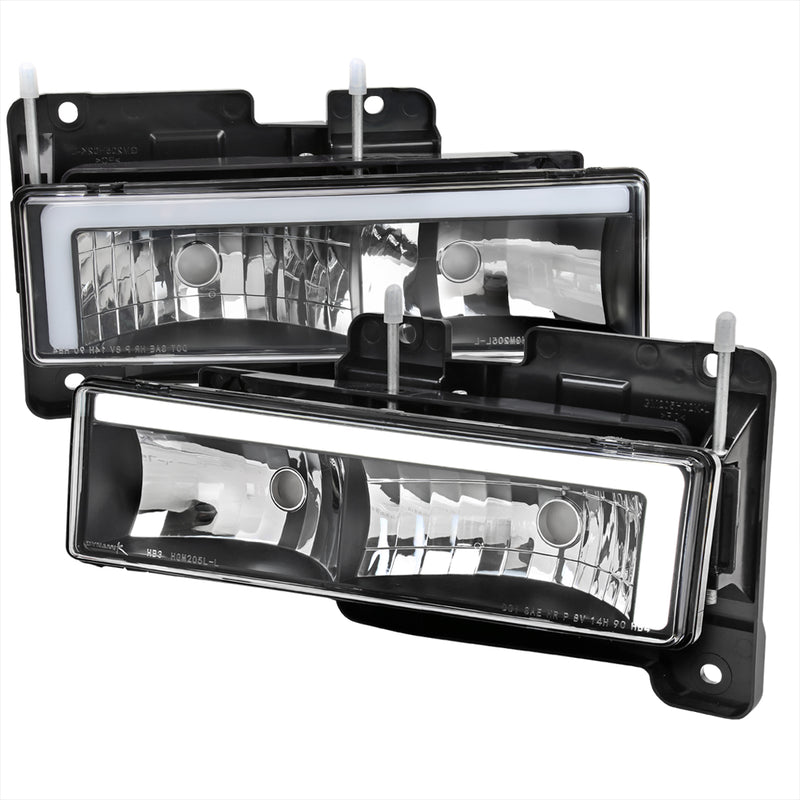 Spec-D 88-98 Chevrolet C10 Gmc Ck Led Bar Style Headlights Matte Black Housing And Clear Lens LH-C1088JM-G3-RS