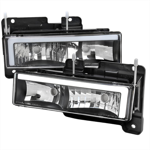 Spec-D 88-98 Chevrolet C10 Gmc Ck Led Bar Style Headlights Matte Black Housing And Clear Lens LH-C1088JM-G3-RS