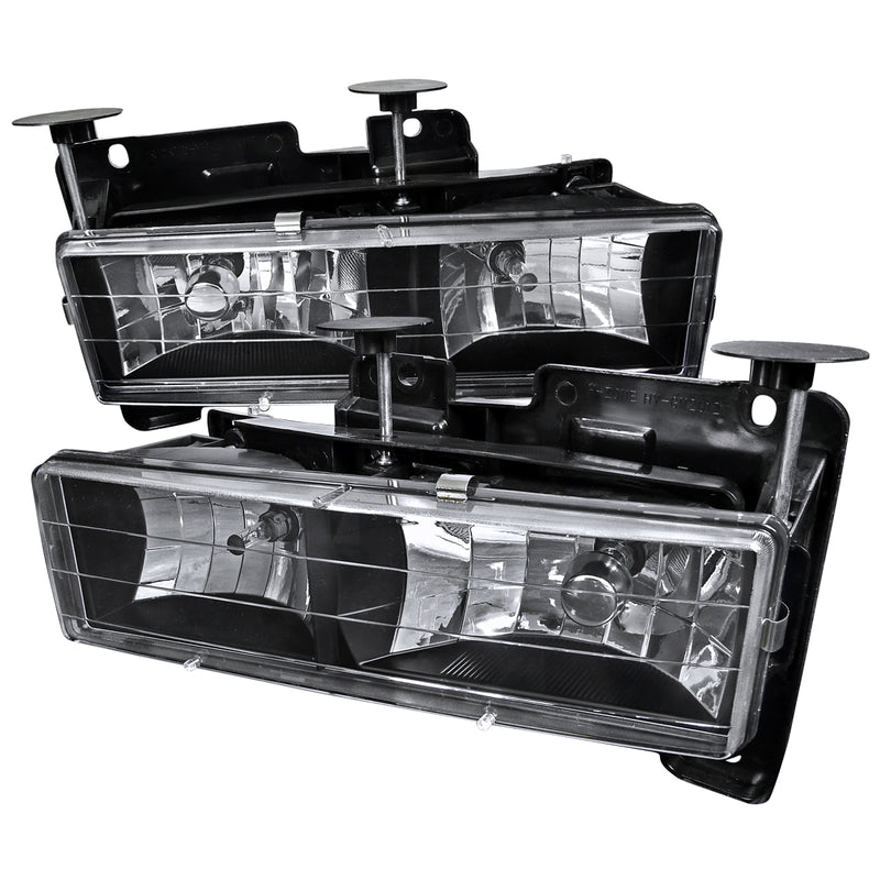Spec-D 88-98 Chevrolet C10 Crystal Housing Headlights Black LH-C1088JM-RS