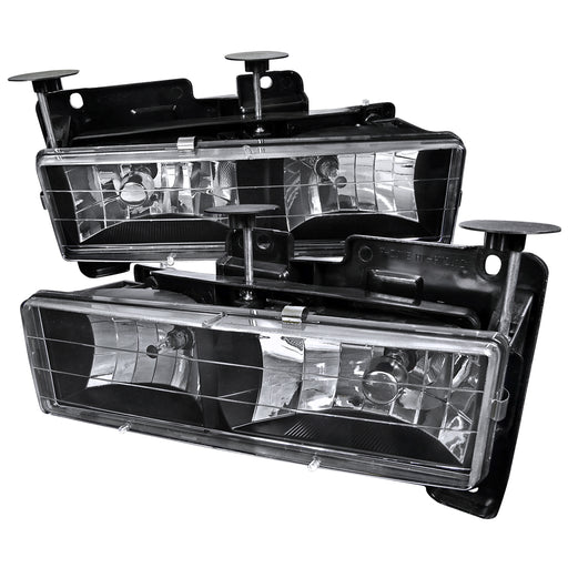 Spec-D 88-98 Chevrolet C10 Crystal Housing Headlights Black LH-C1088JM-RS