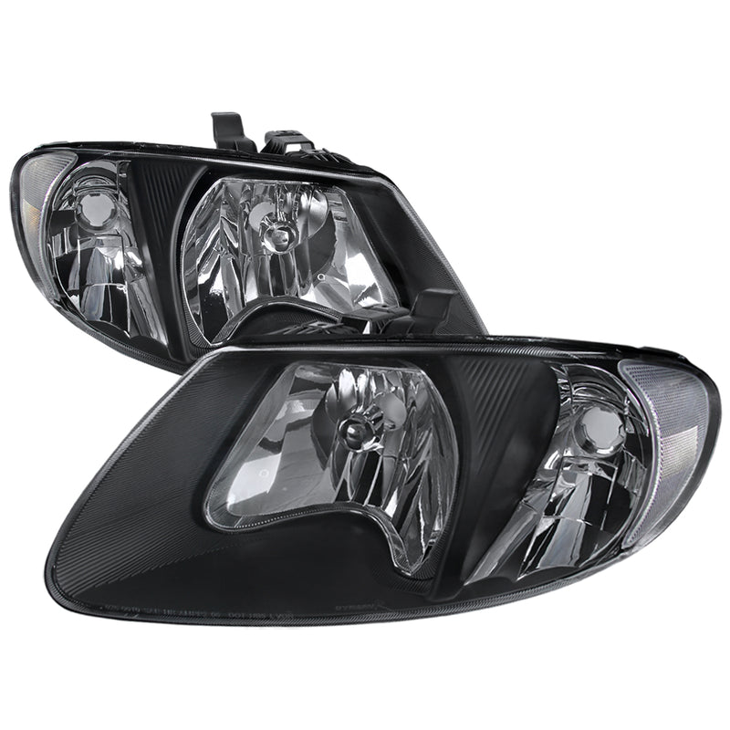 Spec-D 01-07 Dodge Caravan Euro Headlights Black Housing LH-CAR01JM-RS