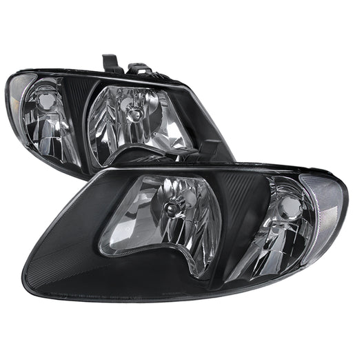 Spec-D 01-07 Dodge Caravan Euro Headlights Black Housing LH-CAR01JM-RS