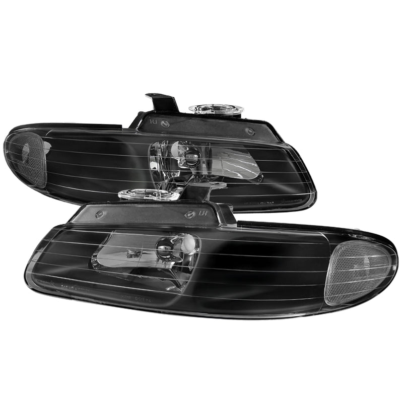 Spec-D 96-00 Dodge Caravan Euro Headlights Black Housing LH-CAR96JM-RS