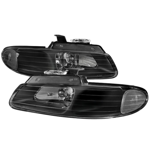 Spec-D 96-00 Dodge Caravan Euro Headlights Black Housing LH-CAR96JM-RS