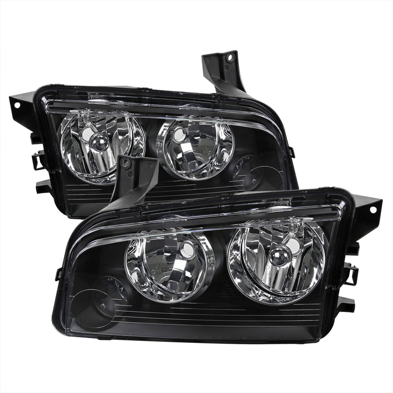 Spec-D 05-10 Dodge Charger Euro Headlights Black LH-CHG05JM-ABM