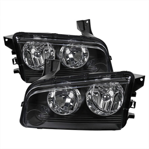 Spec-D 05-10 Dodge Charger Euro Headlights Black LH-CHG05JM-ABM