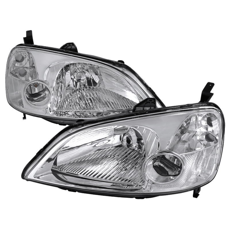 Spec-D 01-03 Honda Civic Jdm Headlights- Chrome LH-CV01-RS