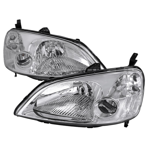 Spec-D 01-03 Honda Civic Jdm Headlights- Chrome LH-CV01-RS