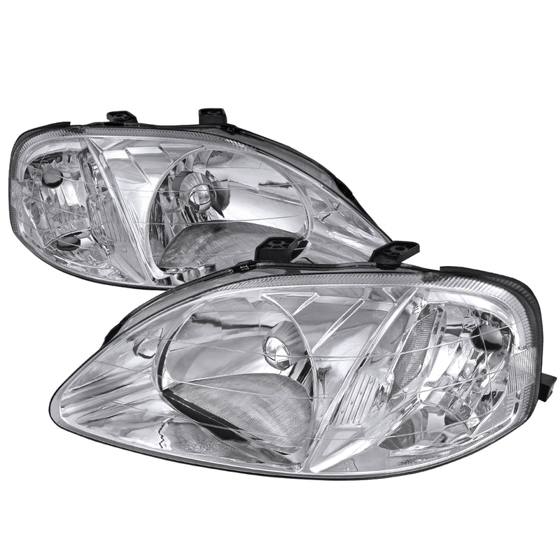 Spec-D 99-00 Honda Civic Jdm Headlights- Chrome LH-CV99-RS