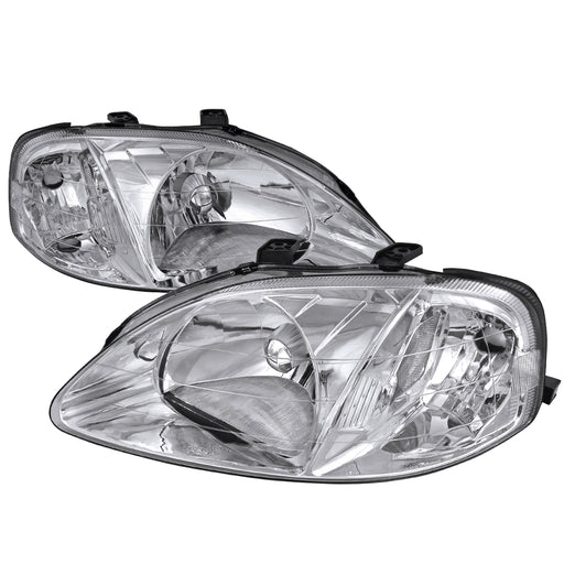 Spec-D 99-00 Honda Civic Jdm Headlights- Chrome LH-CV99-RS