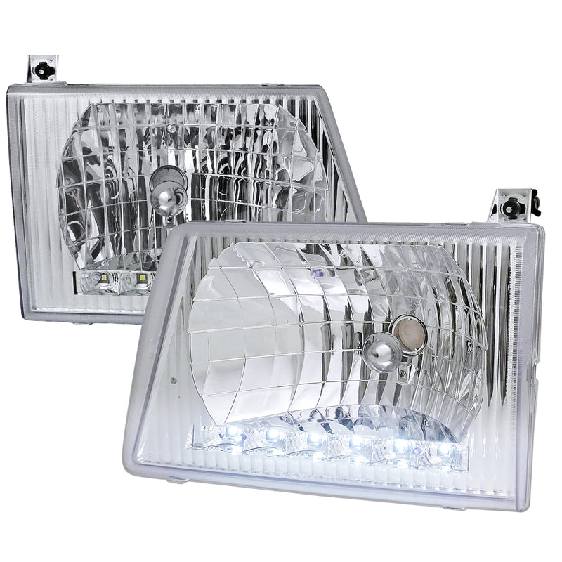 Spec-D 92-06 Ford  Econoline  Euro Headlight Chrome Housing With Led LH-ECON92-RS