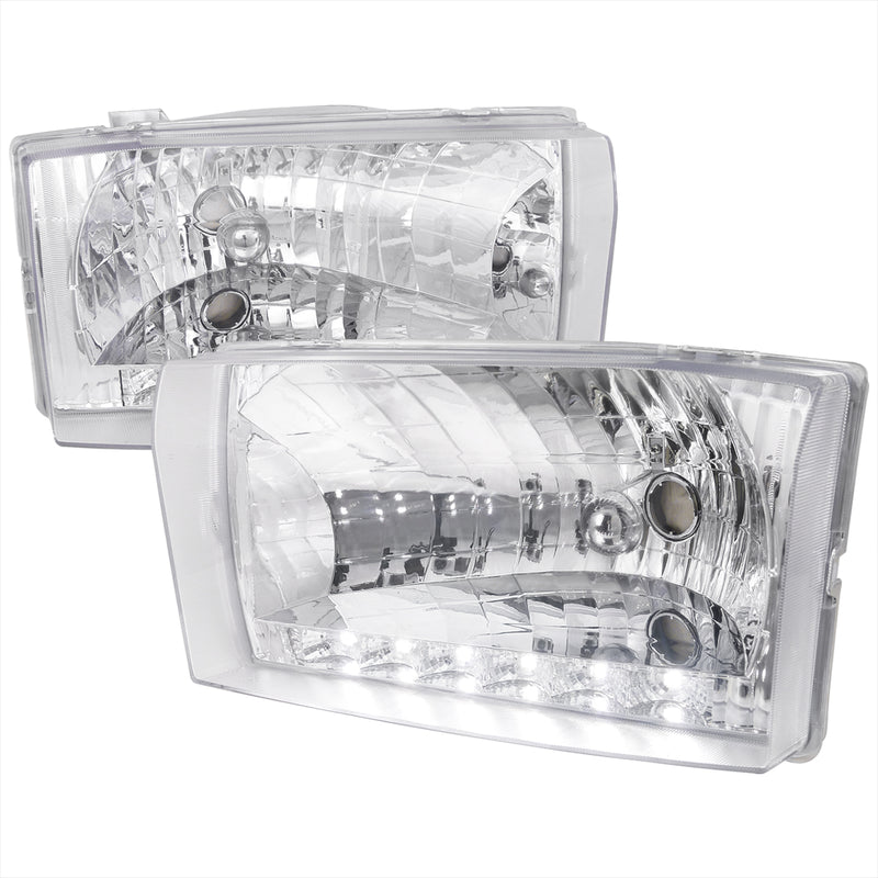 Spec-D 99-04 Ford  F250  Crystal Housing Headlight Chrome With Led LH-F25099-RS