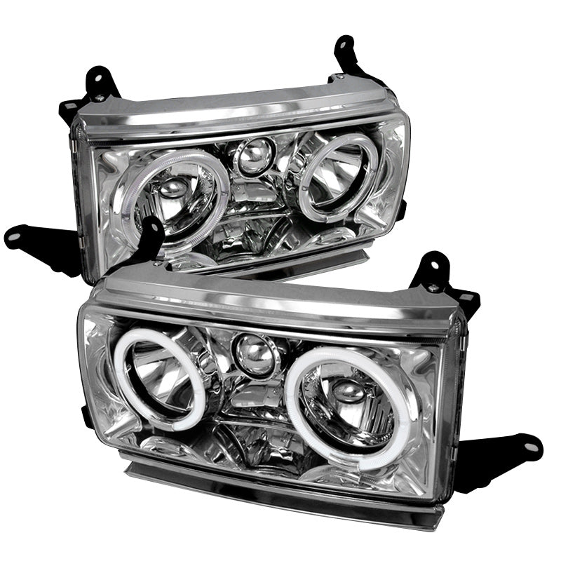 Spec-D 91-97 Toyota Land Cruiser Crystal Housing Headlights Chrome With Halo LH-LCR90H-KS