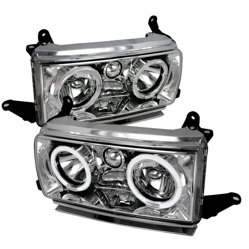 Spec-D 91-97 Toyota Land Cruiser Crystal Housing Headlights Chrome With Halo LH-LCR90H-KS