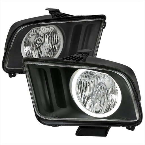 Spec-D 05-09 Ford Mustang Headlights With Led Halo Black Housing And Clear Lens- Use H13 Stock Bulbs LH-MST05HJM-RS