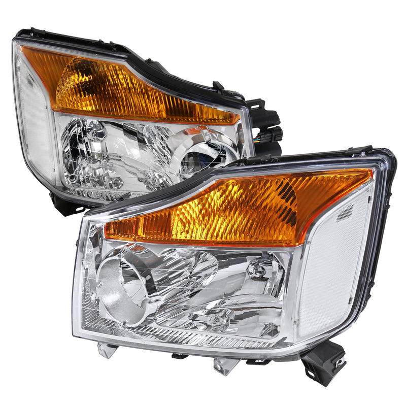 Spec-D 08-14 Nissan Titan Euro Headlights Chrome Housing LH-TIT08-RS