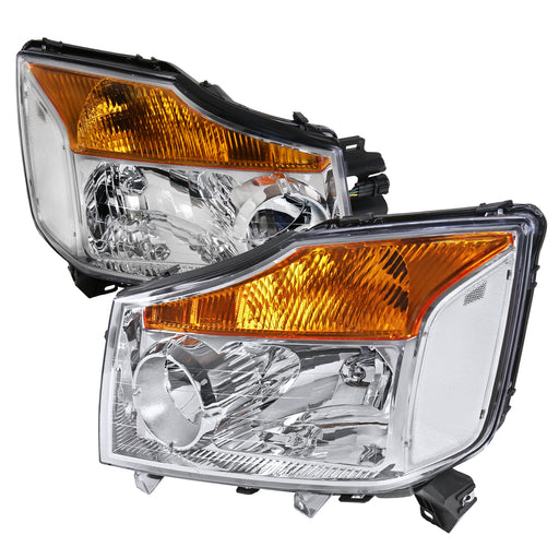 Spec-D 08-14 Nissan Titan Euro Headlights Chrome Housing LH-TIT08-RS