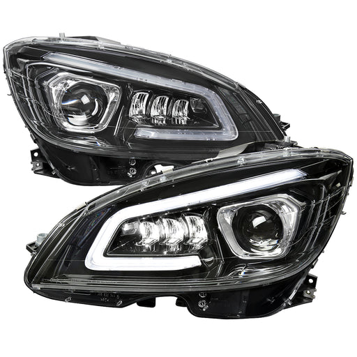 Spec-D 08-11 Mercedes Benz W204 C-Class Full Led Projector Headlights Black Housing Clear Lens Switchback Led Light Bar Led Sequential Signal With Converter For Hid - Halogen And Xenon Models LHE-BW20408JM-SQ-RS
