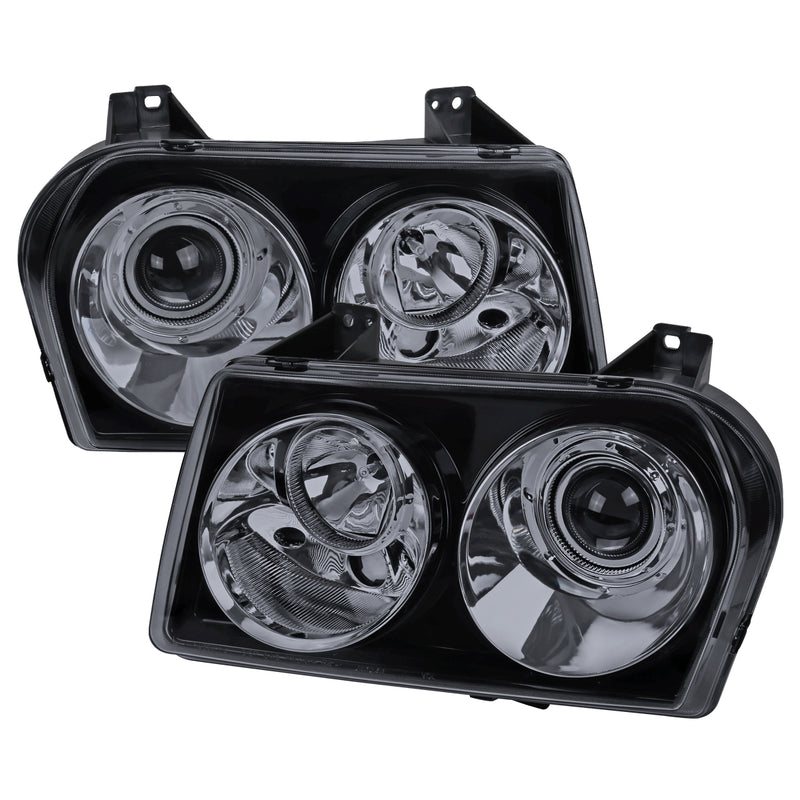 Spec-D 05-10 Chrysler 300 Smoked Lens Gloss Black Housing Projector Headlights, Not Compatible With Factory Hid LHP-30005G-TM