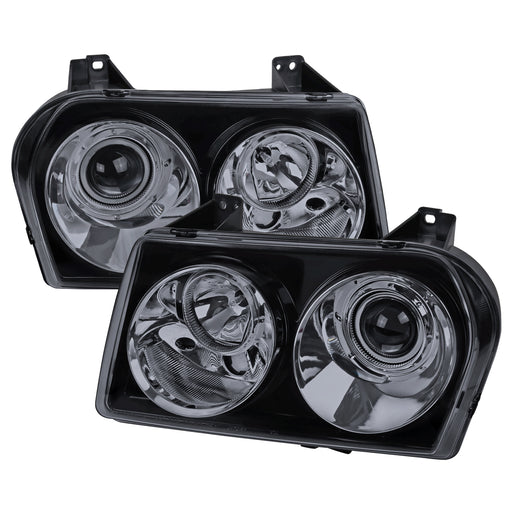 Spec-D 05-10 Chrysler 300 Smoked Lens Gloss Black Housing Projector Headlights, Not Compatible With Factory Hid LHP-30005G-TM