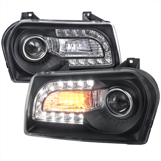 Spec-D 05-10 Chrysler 300 Projector Headlight Black Housing LHP-30005JM-V2-TM