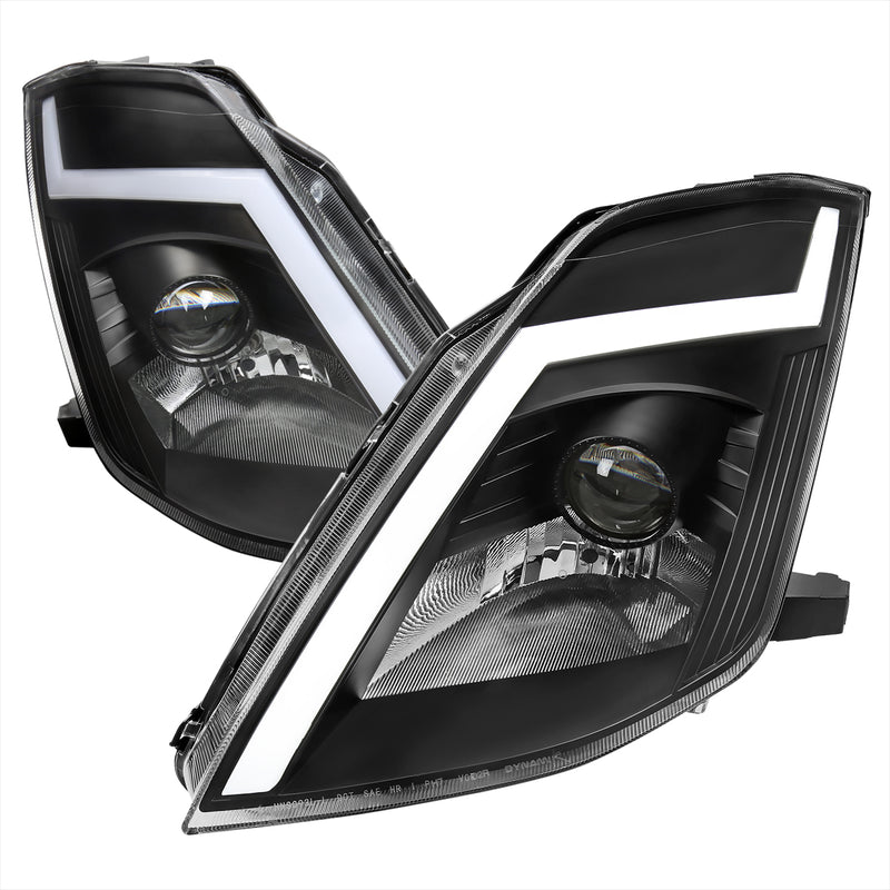 Spec-D 03-05 Nissan 350Z Projector Headlights Matte Black Housing Clear Lens - Fit Oe Hid Models Only - Switchback Led Light Bar Led Sequential Signal Breathing Light Effect D2R Low (Not Included)     LHP-350Z03JM-SQ-RS