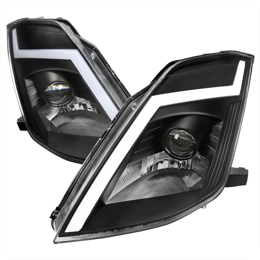 Spec-D 03-05 Nissan 350Z Projector Headlights Matte Black Housing Clear Lens - Fit Oe Hid Models Only - Switchback Led Light Bar Led Sequential Signal Breathing Light Effect D2R Low (Not Included)     LHP-350Z03JM-SQ-RS
