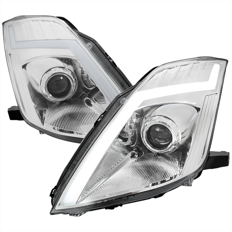 Spec-D 06-09 Nissan 350Z Projector Headlights Chrome Housing Clear Lens - Fit Oe Hid Models Only - Switchback Led Light Bar Led Sequential Signal Breathing Light Effect D2S High/Low (Not Included)     LHP-350Z06-SQ-RS