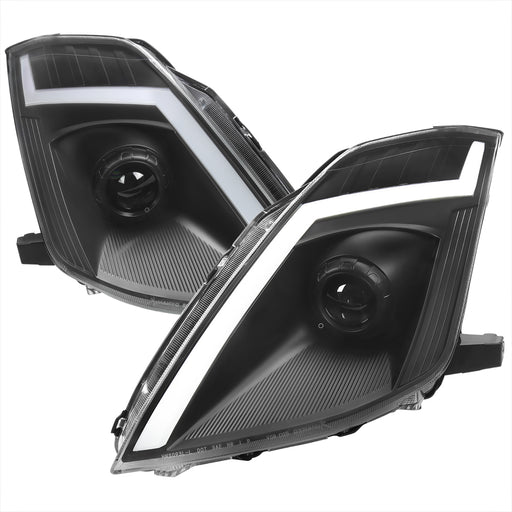 Spec-D 06-09 Nissan 350Z Projector Headlights Matte Black Housing Clear Lens - Fit Oe Hid Models Only - Switchback Led Light Bar Led Sequential Signal Breathing Light Effect D2S High/Low (Not Included)     LHP-350Z06JM-SQ-RS