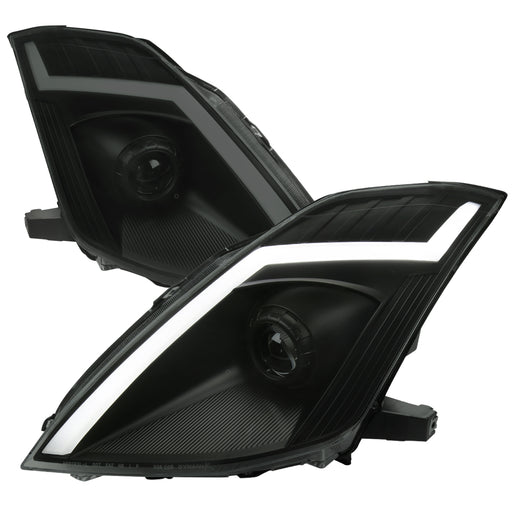 Spec-D 06-09 Nissan 350Z Projector Headlights Matte Black Housing Smoked Lens - Fit Oe Hid Models Only - Switchback Led Light Bar Led Sequential Signal Breathing Light Effect D2S High/Low (Not Included)     LHP-350Z06SM-SQ-RS