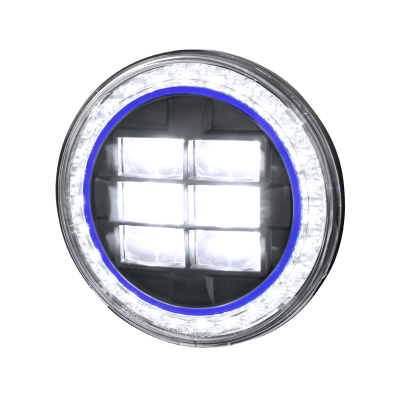 Spec-D 7 Inch Round Halo Projector Headlight - Black (Blue) All LHP-7RNDJM-H-BL-RS