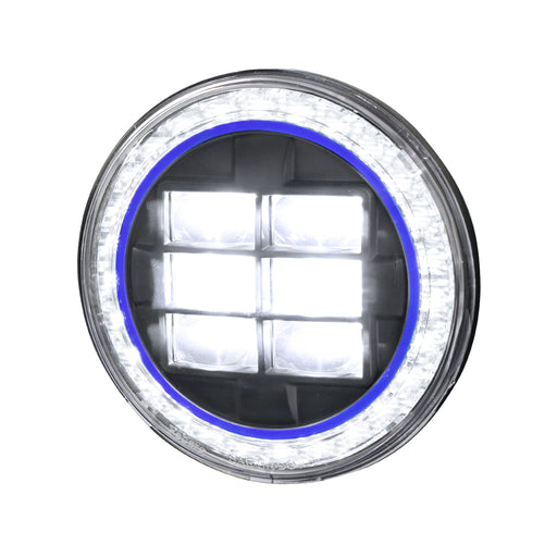 Spec-D 7 Inch Round Halo Projector Headlight - Black (Blue) All LHP-7RNDJM-H-BL-RS