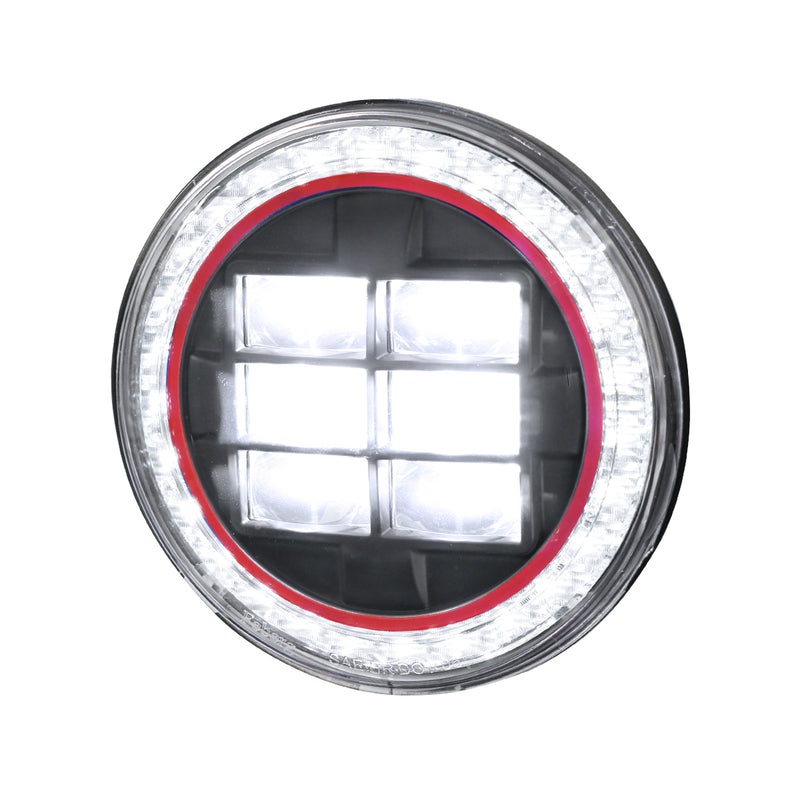 Spec-D 7 Inch Round Halo Projector Headlight - Black (Red) All LHP-7RNDJM-H-RD-RS
