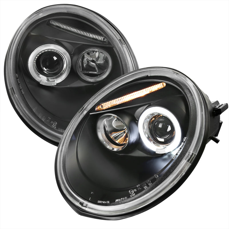 Spec-D 98-05 Volkswagen Beetle Halo Led Projector Black LHP-BEE98JM-TM