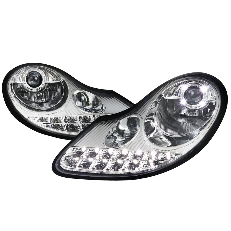 Spec-D 97-04 Porche Boxter Projector Headlights- Chrome With Led Time Time  Running Lights LHP-BOX97-TM