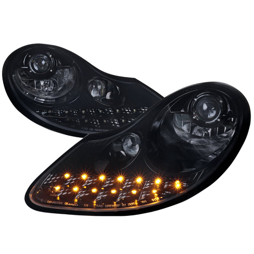 Spec-D 97-04 Porche Boxter Projector Headlight- Glossy Black With Led Day Time Running Lights LHP-BOX97G-TM