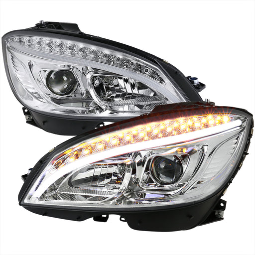 Spec-D 08-11 Mercedes Benz C-Class Pro Headlights-Chrome LHP-BW20408-TM