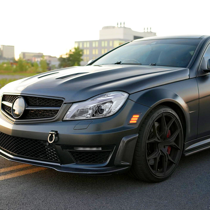 Spec-D 12-14 Mercedes Benz C-Class W204 2 Door Coupe 4 Door Sedan Halogen Projector Headlights With Sequential Switchback Turn Signal Chrome Housing Clear Lens LHP-BW20412-SQ-TM