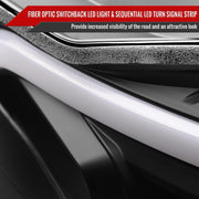 Spec-D 12-14 Mercedes Benz C-Class W204  2 Door Coupe 4 Door Sedan Halogen Projector Headlights With Sequential Switchback Turn Signal Matte Black Housing Clear Lens LHP-BW20412JM-SQ-TM