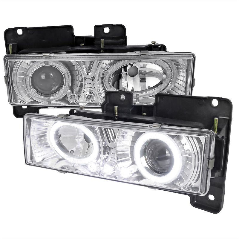 Spec-D 88-98 Chevrolet  C10 Halo Projector Headlights With Led Chrome  LHP-C1088-RS