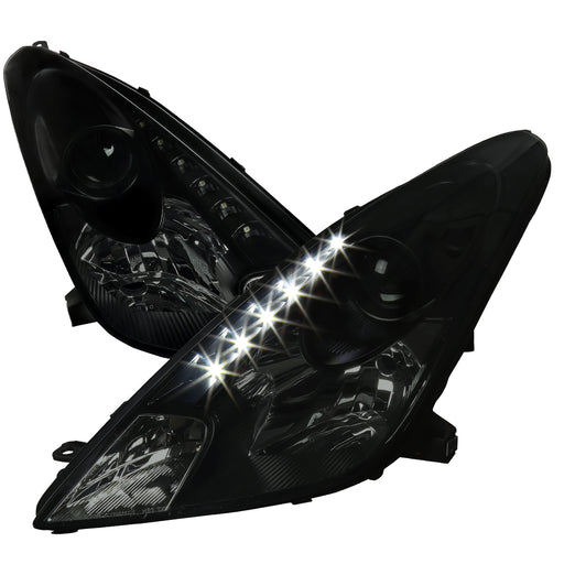 Spec-D 00-05 Toyota Celica Projector Headlights- Smoke With Black Housing- Led Day Time Runnig Lights LHP-CEL00SM-RS