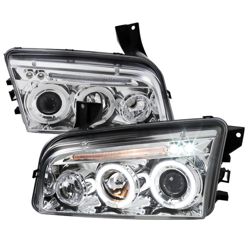 Spec-D 05-10 Dodge Charger Halo Led Projector Chrome LHP-CHG05-TM