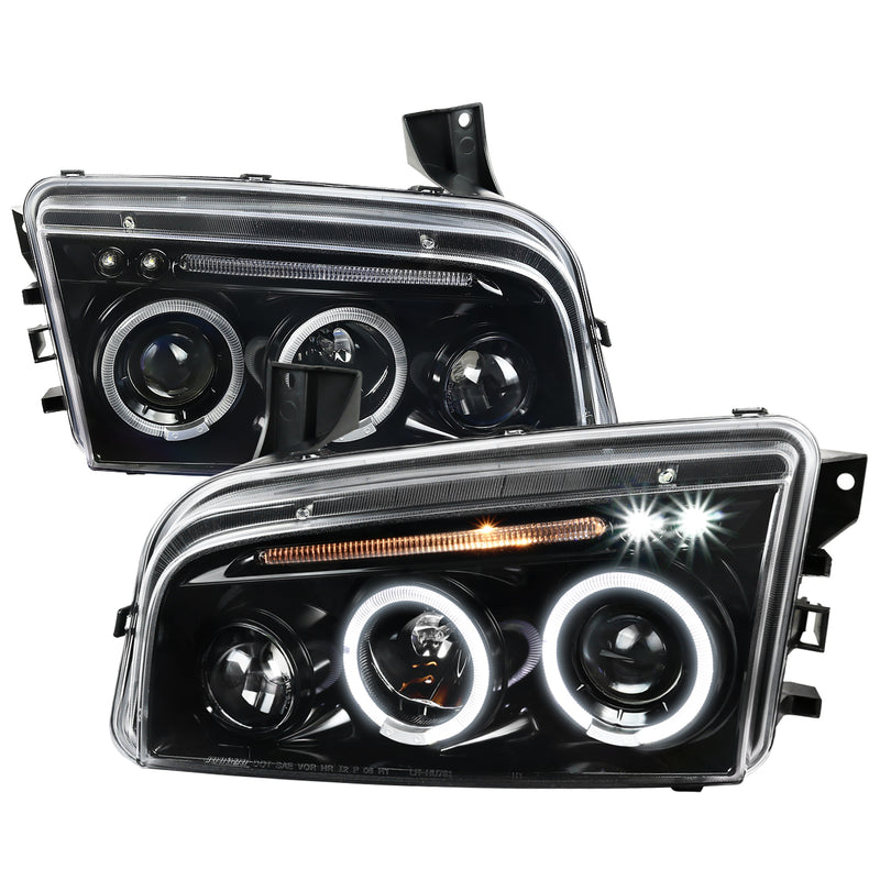 Spec-D 05-10 Dodge Charger Projector Headlight Glossy Black LHP-CHG05BK-TM
