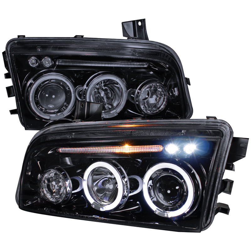 Spec-D 05-10 Dodge  Charger  Projector Headlight Gloss Black Housing Smoke Lens  LHP-CHG05G-TM